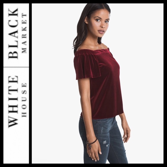WHBM Off-Shoulder Velvet Top - Picture 2 of 7